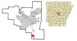 Location in Pulaski County and the state of Arkansas