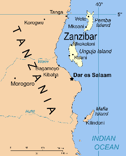 Location of Zanzibar within Tanzania