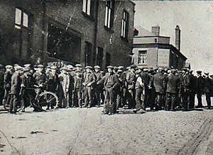 Tyldesley miners outside the Miners Hall during the 1926 General Strike