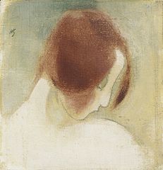 'The Red-Haired Girl II' by Helene Schjerfbeck, oil and graphite on canvas