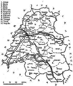 1938 map of interwar county Bihor