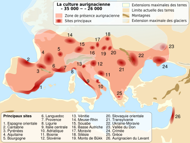 Aurignacian culture map-fr