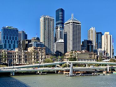 Brisbane CBD, Treasury Building, Brisbane Skytower, August 2020.jpg