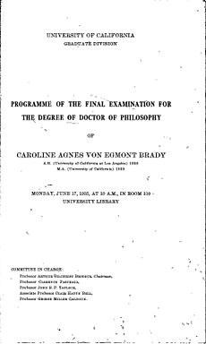 Caroline Brady dissertation defense programme