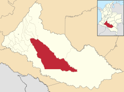 Location of the municipality and town of Cartagena del Chairá in the Caquetá Department of Colombia.