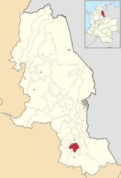 Location of the municipality and town of Cácota in the Norte de Santander Department of Colombia.