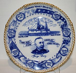 Commemorative plate from the Spanish American War honoring Admiral George Dewey