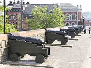 A photo showing cannons on the ramparts of Derry