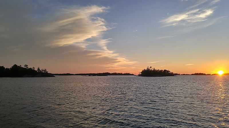 Glacier water sunset