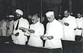 Jawaharal Nehru and other members taking pledge