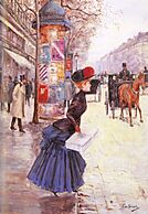 Jean Béraud Jeune femme traversant le boulevard