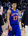 Jeremy Lin with the Knicks and reporters