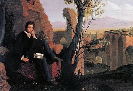 Joseph Severn - Posthumous Portrait of Shelley Writing Prometheus Unbound 1845