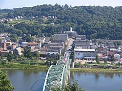 The Kittanning Citizens Bridge, Armstrong County Courthouse, and downtown of Kittanning