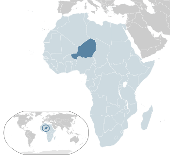 Location of  Niger  (dark blue)– in Africa  (light blue & dark grey)– in the African Union  (light blue)