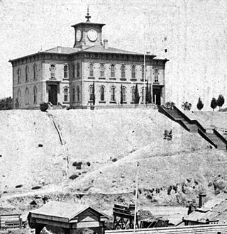 Los Angeles High School on Pound Cake Hill, 1870s