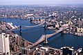 Manhattan and Brooklyn bridges on the East River, New York City, 1981
