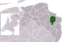 Highlighted position of Scheemda in a municipal map of Groningen