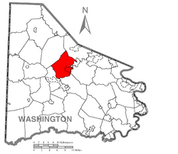 Map of Washington County, Pennsylvania highlighting Chartiers Township