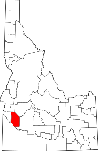 Map of Idaho highlighting Ada County