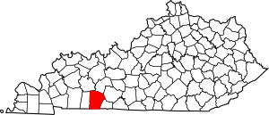 Map of Kentucky highlighting Logan County