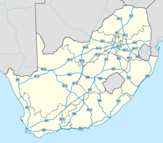 Map of the National Roads of South Africa with labels