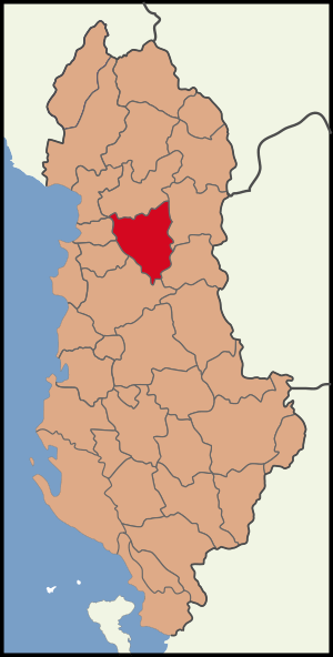 Map showing MAT District within Albania