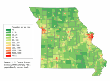 Missouri population map (2000)