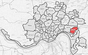 Mount Lookout (red) within Cincinnati, Ohio