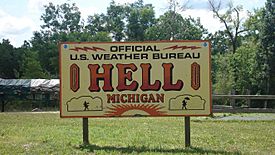 U.S. weather station sign in Hell
