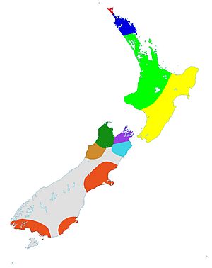 map of New Zealand showing multicolored area across the country