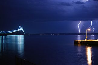Pell Bridge with Lightning