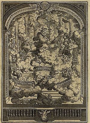 Per la festività del Santo Natale by Metastasio, stage setting for the Prologue, 1727