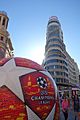 Plaza del Callao with decoration related to the 2019 Champions League final