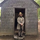 Richard Smith as Thoreau, at Thoreau replica cabin near Walden Pond
