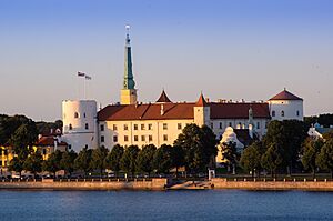 Riga Castle seen across the river Daugava 