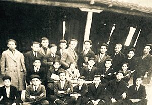 Sabiha Kasimati with classmates in French Lyceum, Korçë (1927-1928)