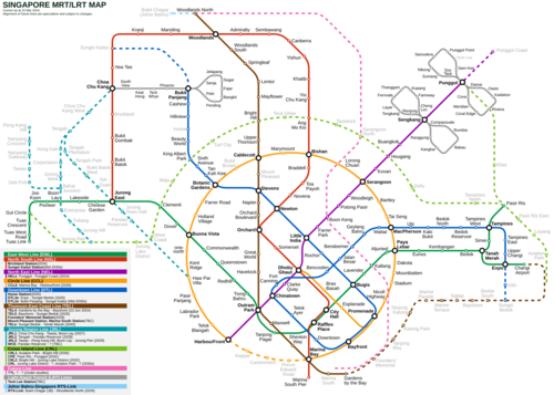 Singapore MRT and LRT System Map