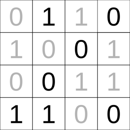 Takuzu solved grid