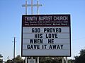 Trinity Baptist Church sign, Lytle, TX IMG 0746