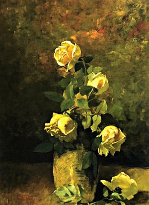 Yellow roses in a vase Charles E Porter