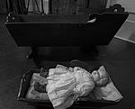 Antique doll and baby crib at Pond Spring, image by Marjorie Kaufman