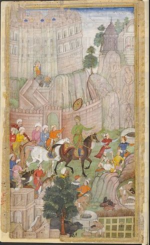 Babur visiting the Urvah valley in Gwalior 1