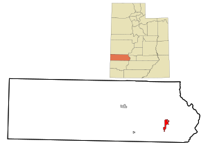Location in Beaver County and the state of Utah