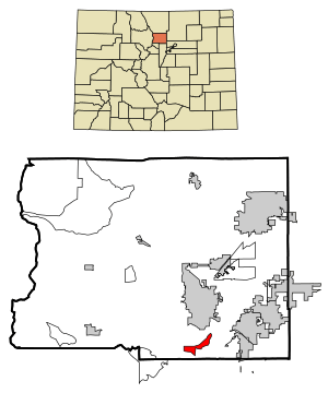 Location of the Eldorado Springs CDP in Boulder County, Colorado