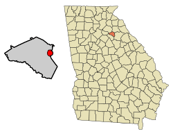 Location in Clarke County and the state of Georgia