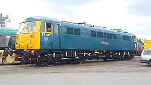 Class 87 (87035) in BR Blue Livery at Crewe Heritage Centre