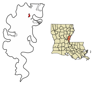 Location of Ferriday in Concordia Parish, Louisiana.