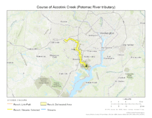 Course of Accotink Creek (Potomac River tributary)