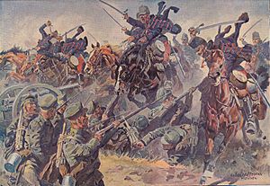 Heroic Hungarian Hussars attack in Krasnik, Poland 23. August 1914